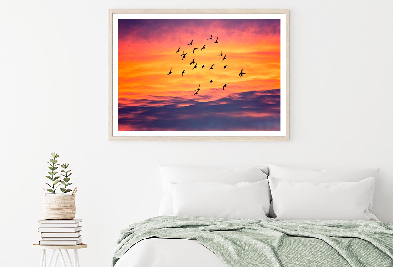 Birds Flying into Sunset Sky Home Decor Premium Quality Poster Print Choose Your Sizes