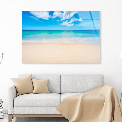 Sandy Beach with Blue Sky in Phuket Island Thailand Acrylic Glass Print Tempered Glass Wall Art 100% Made in Australia Ready to Hang