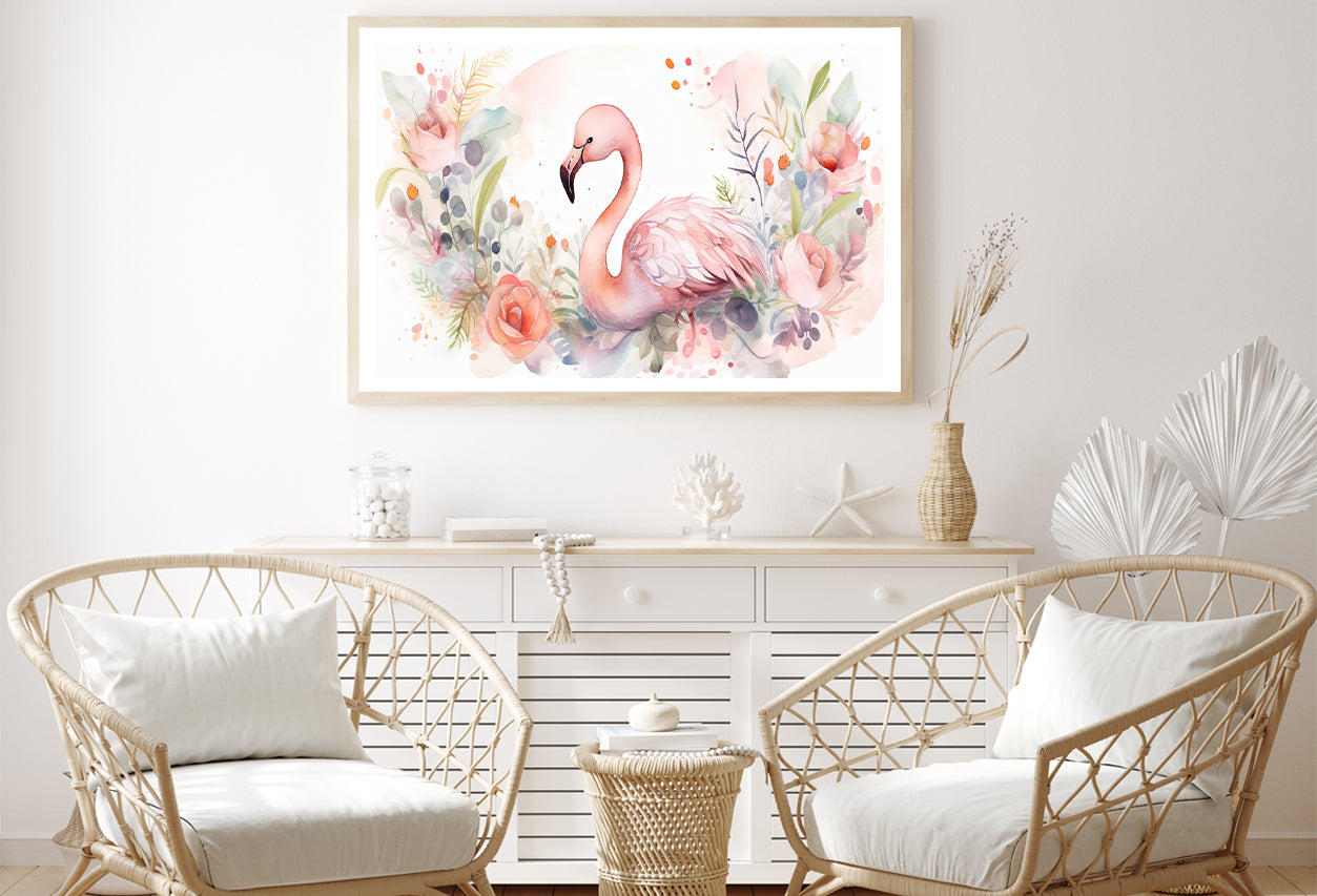 Painting Of a Greater Flamingo Home Decor Premium Quality Poster Print Choose Your Sizes