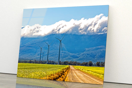Wind Turbines and Heavy Clouds Acrylic Glass Print Tempered Glass Wall Art 100% Made in Australia Ready to Hang - Bella Home Decor