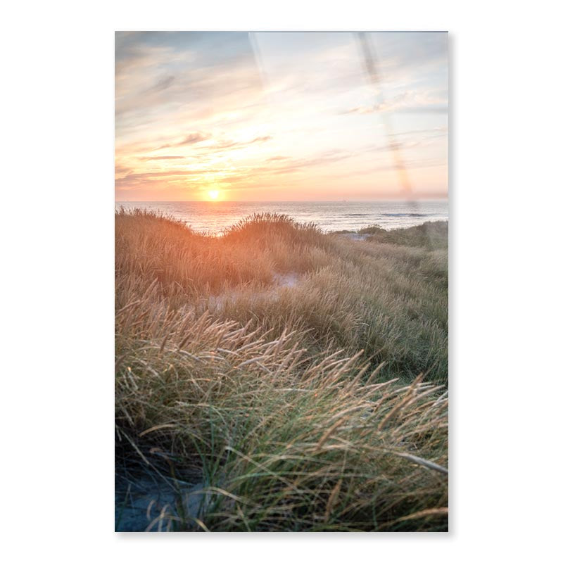Sunset On the Danish Beach Portrait Photograph Acrylic Glass Print Tempered Glass Wall Art 100% Made in Australia Ready to Hang - Bella Home Decor