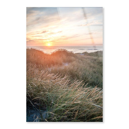 Sunset On the Danish Beach Portrait Photograph Acrylic Glass Print Tempered Glass Wall Art 100% Made in Australia Ready to Hang - Bella Home Decor