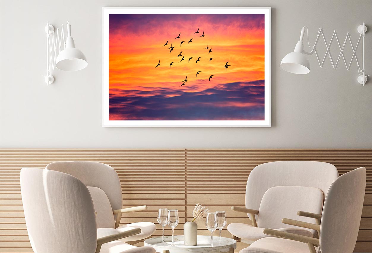 Birds Flying into Sunset Sky Home Decor Premium Quality Poster Print Choose Your Sizes