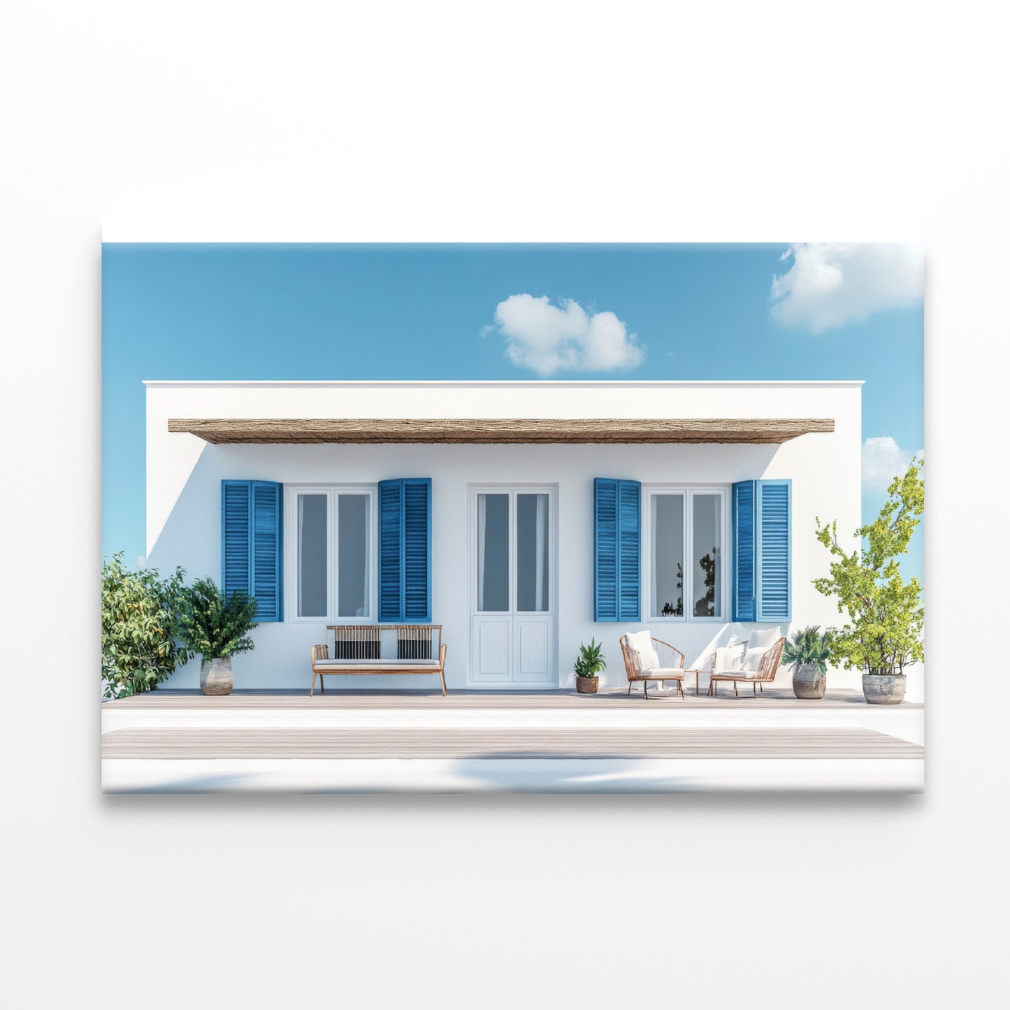 A White House with Blue Shutters Print 100% Australian Made - Bella Home Decor