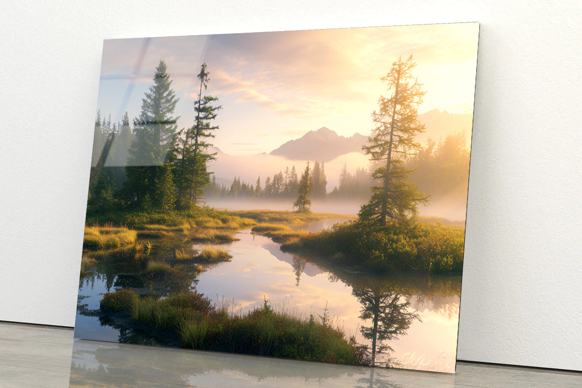 View at Heather Meadow with Mountains Acrylic Glass Print Tempered Glass Wall Art 100% Made in Australia Ready to Hang - Bella Home Decor
