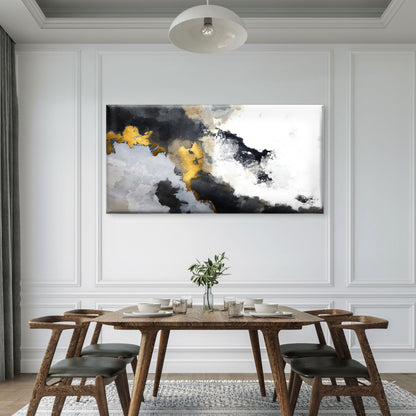 Modern Gold Foil Smoky Gray Art Wall Art Canvas Office Home Room Framed 120x60cm