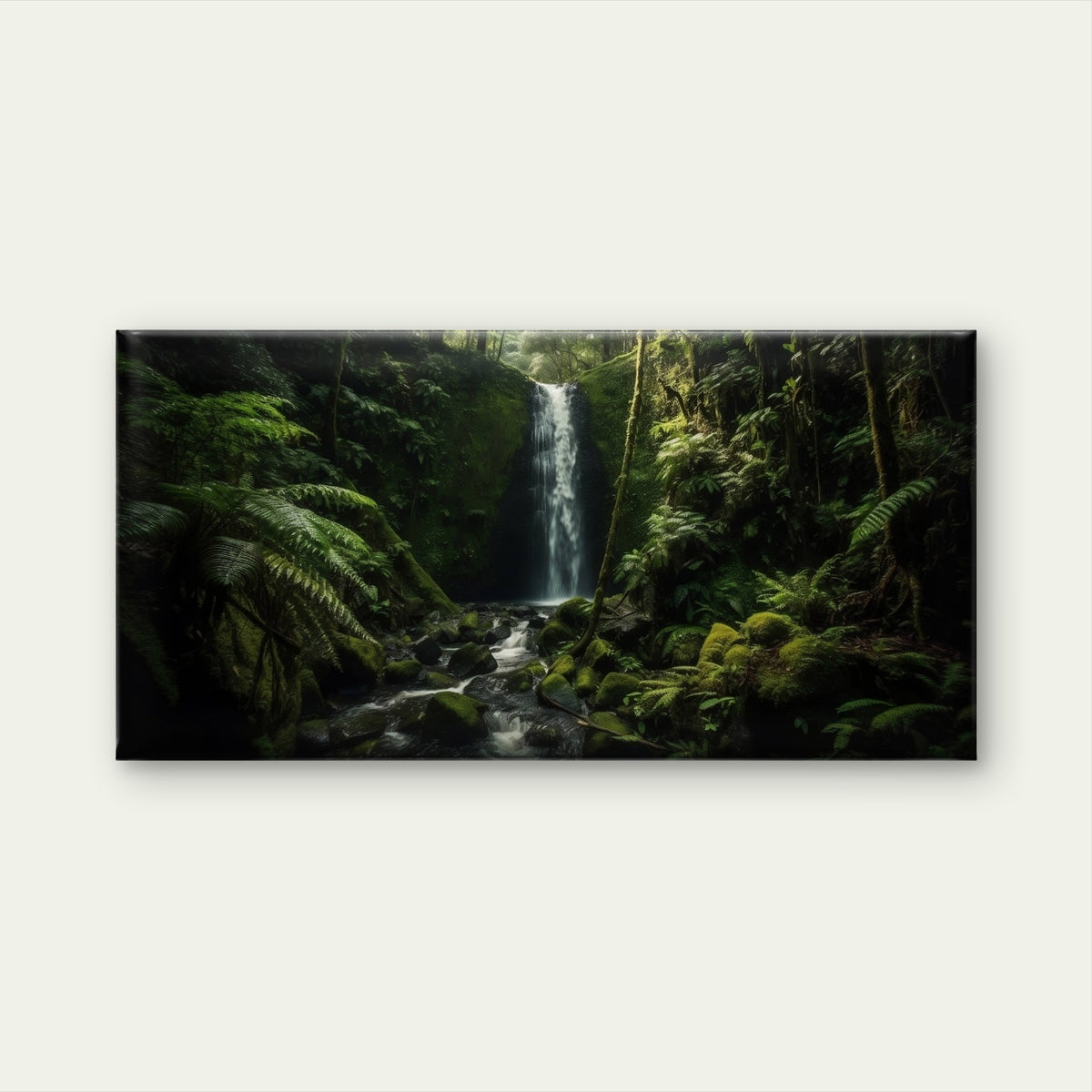 Rainforest Waterfall Jungle River Wall Art Canvas Office Home Framed 120x60cm