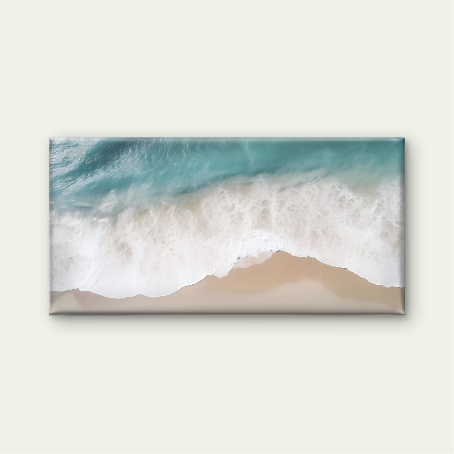 Pastel Blue White Ocean Wave Beach Wall Art Canvas Office Home Framed 120x60cm