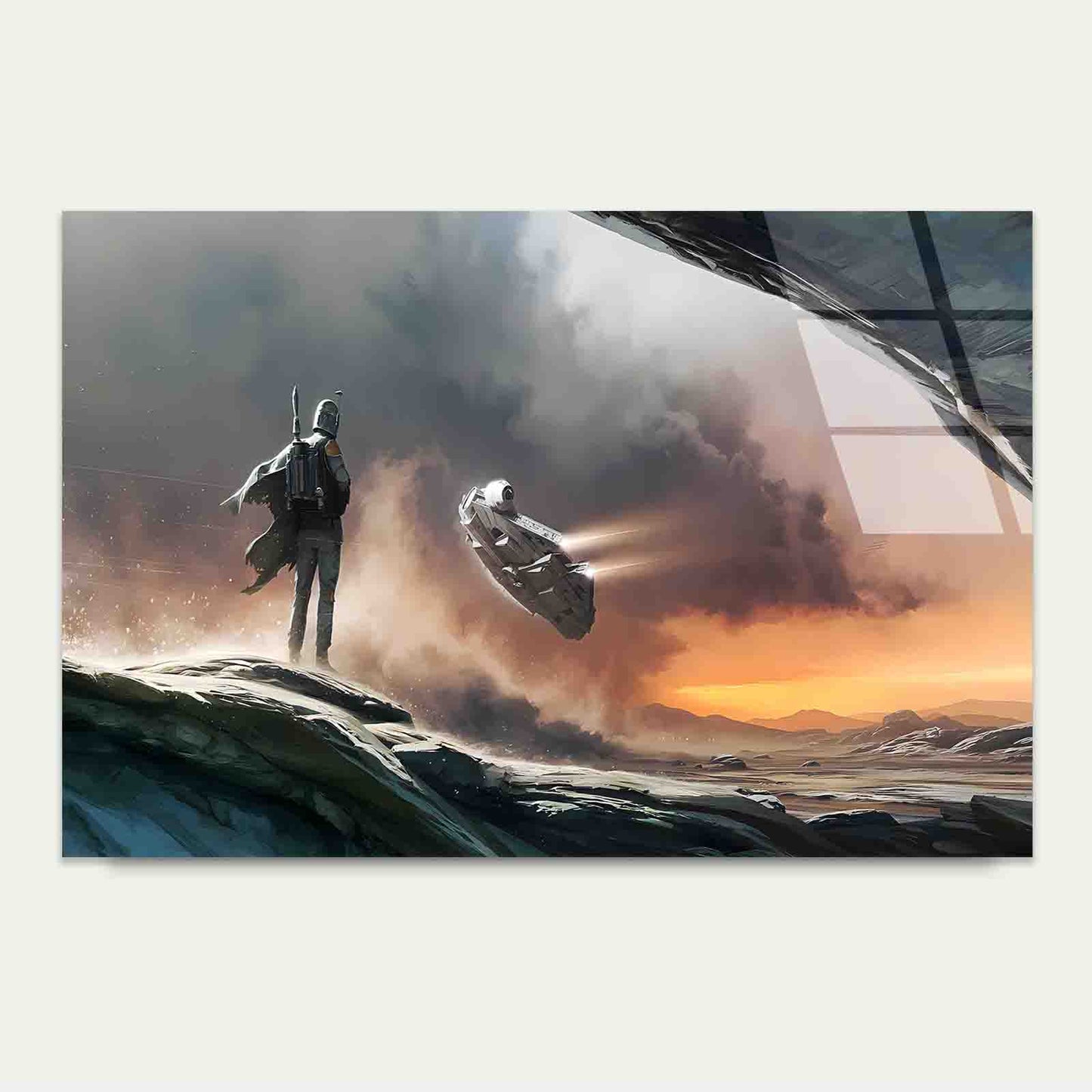 Sci-Fi Bounty Hunter Tempered Glass Printing Wall Art Australian Made Quality