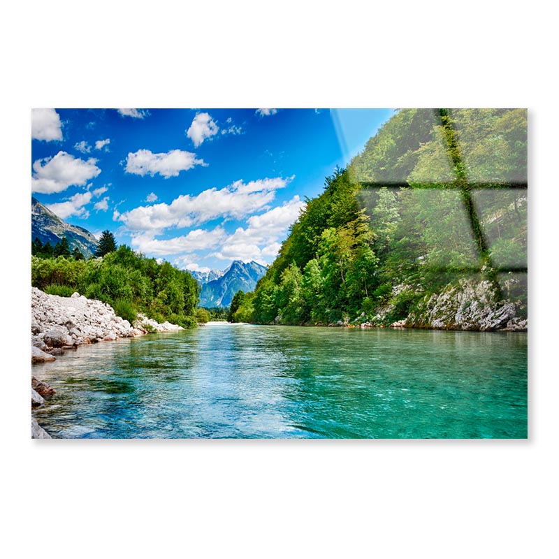 Oca River And Alps Mountain View  Acrylic Glass Print Tempered Glass Wall Art 100% Made in Australia Ready to Hang - Bella Home Decor