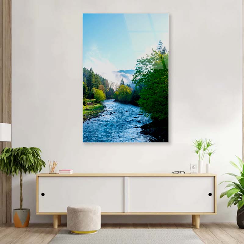 Mountain River Acrylic Glass Print Tempered Glass Wall Art 100% Made in Australia Ready to Hang