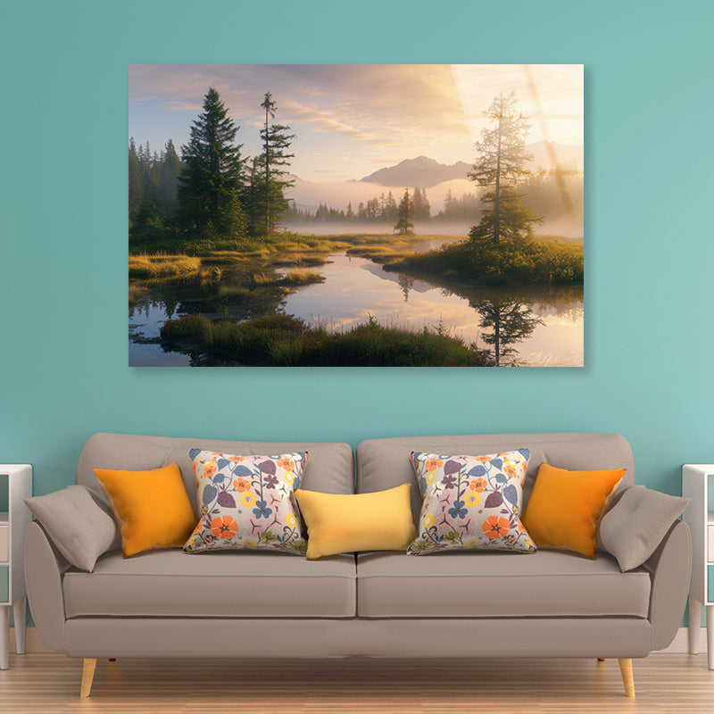 View at Heather Meadow with Mountains Acrylic Glass Print Tempered Glass Wall Art 100% Made in Australia Ready to Hang - Bella Home Decor