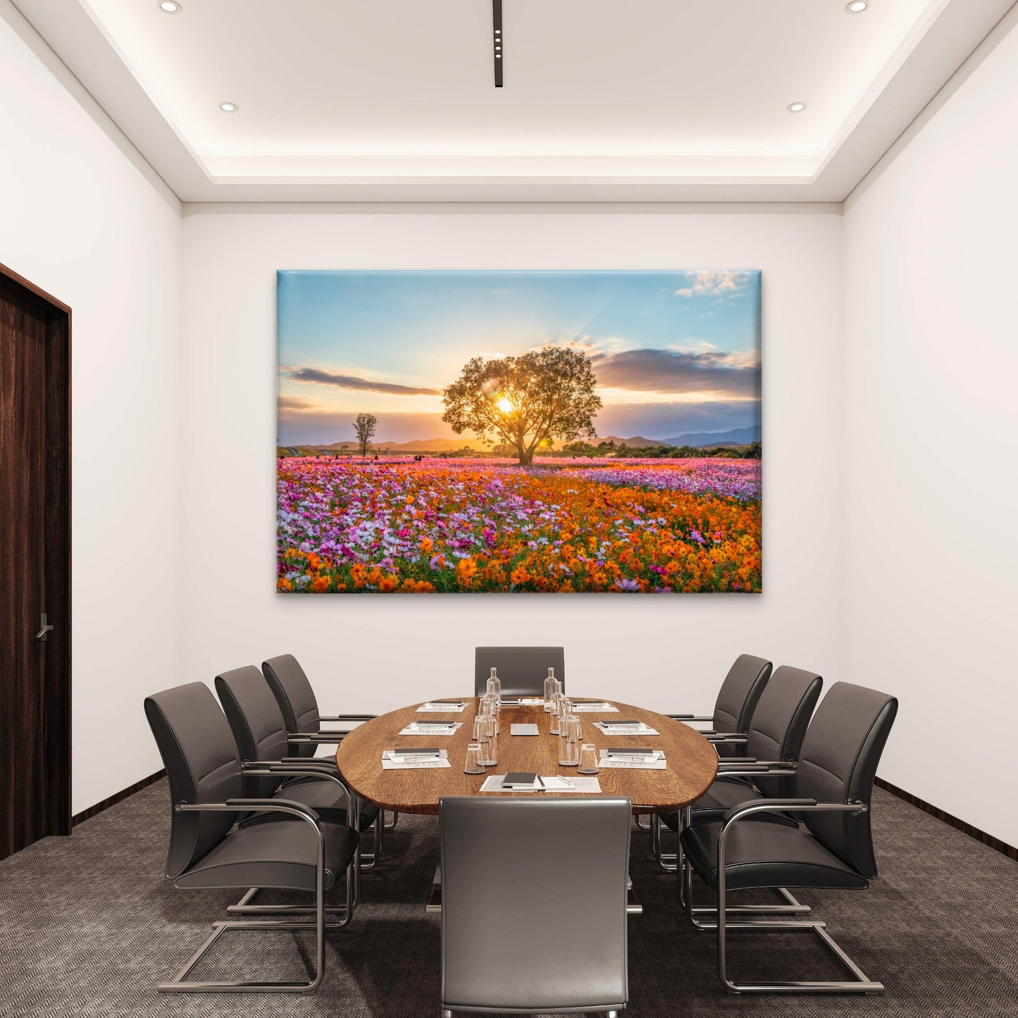 Sunset Cosmos Flower Field South Korea Wall Art Decor 100% Australian Made