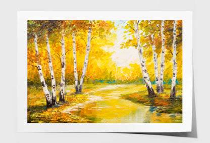 Autumn Forest Near The River Oil Painting Limited Edition High Quality Print Unframed Roll Canvas None