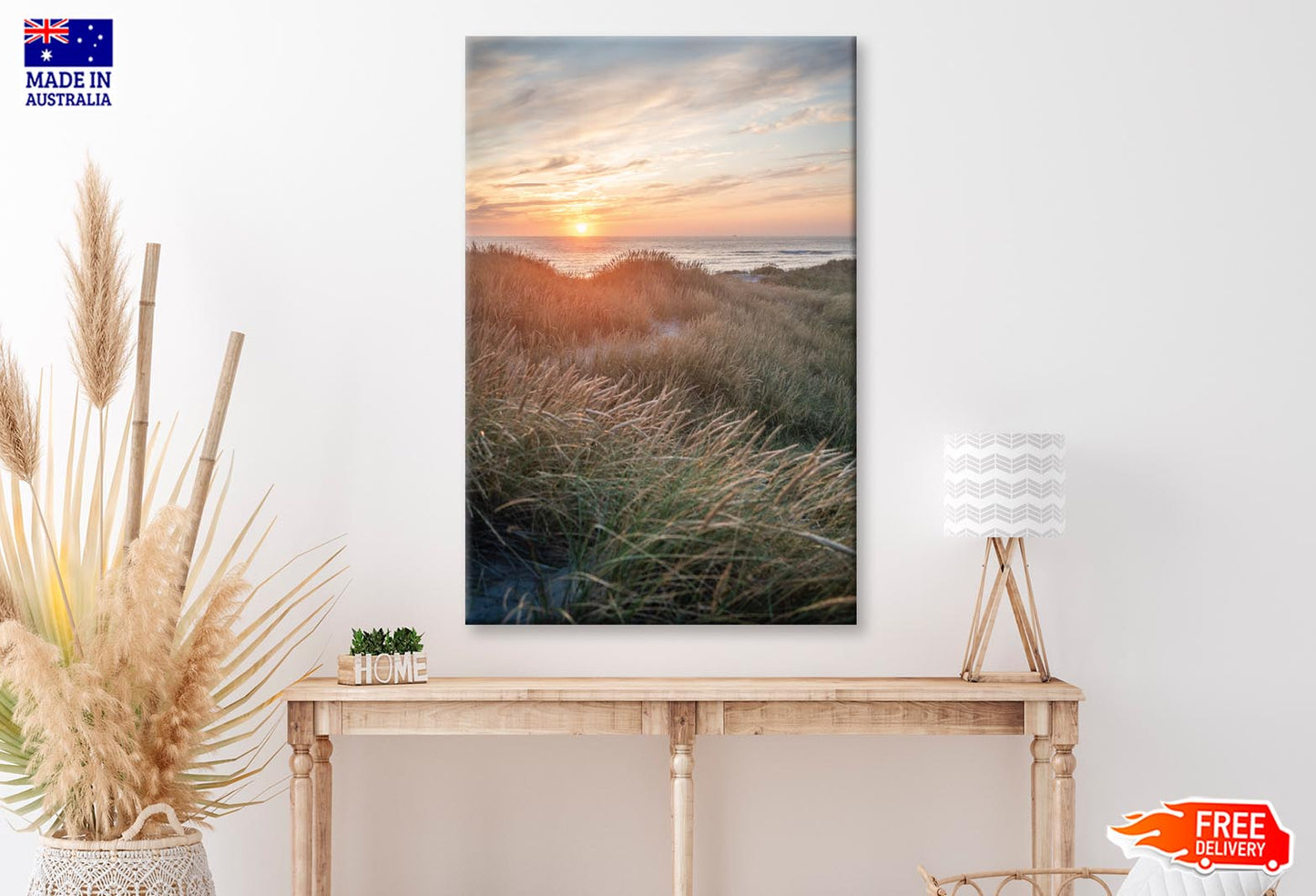 Sunset On the Danish Beach Wall Art Decor 100% Australian Made