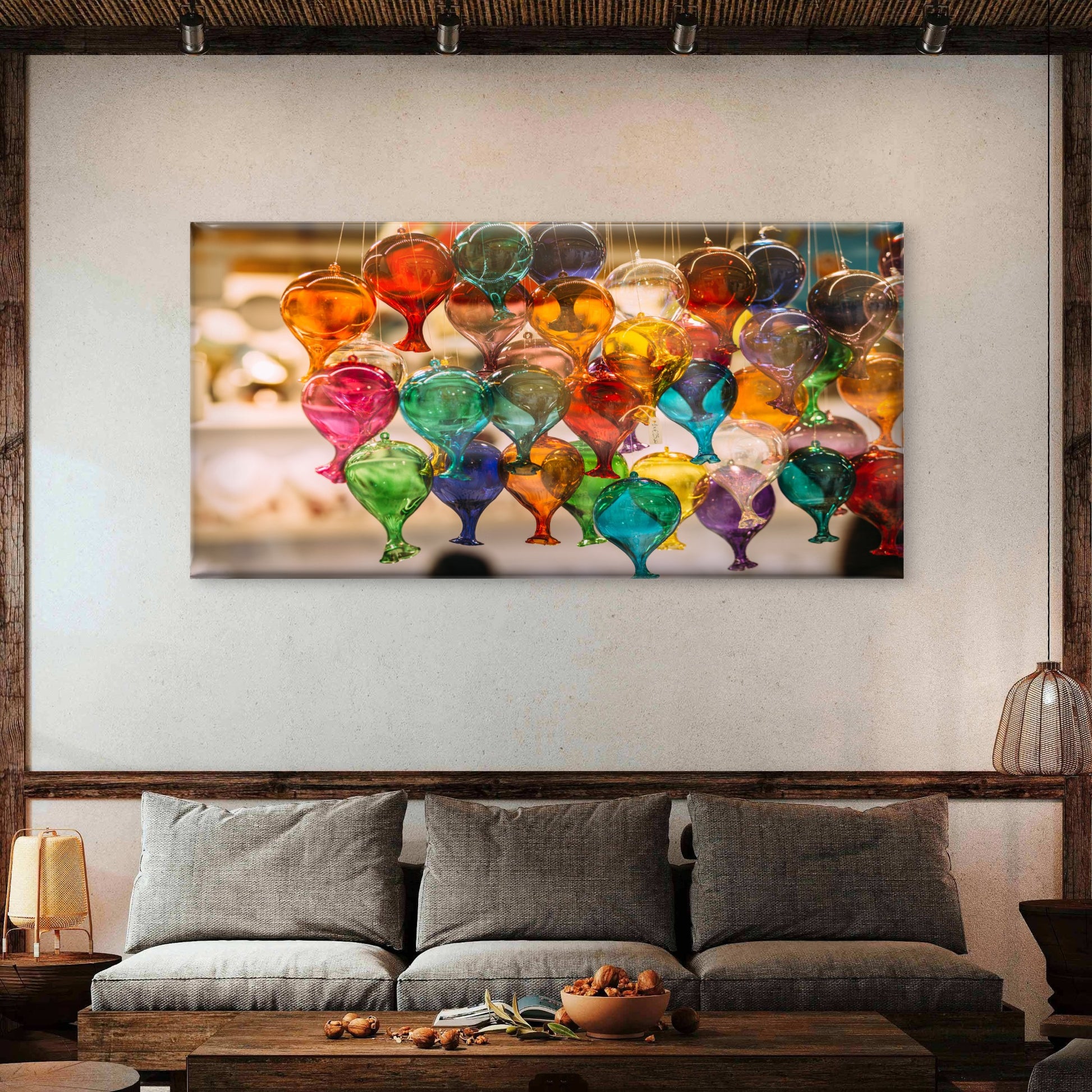Venetian Murano Glass Bulbs Wall Art Canvas Office Home Room Framed 120x60cm - Bella Home Decor