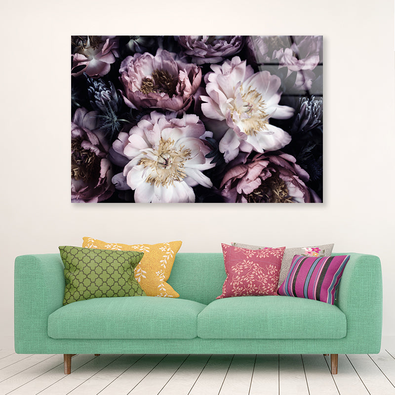 Group of Purple Flowers View Acrylic Glass Print Tempered Glass Wall Art 100% Made in Australia Ready to Hang - Bella Home Decor