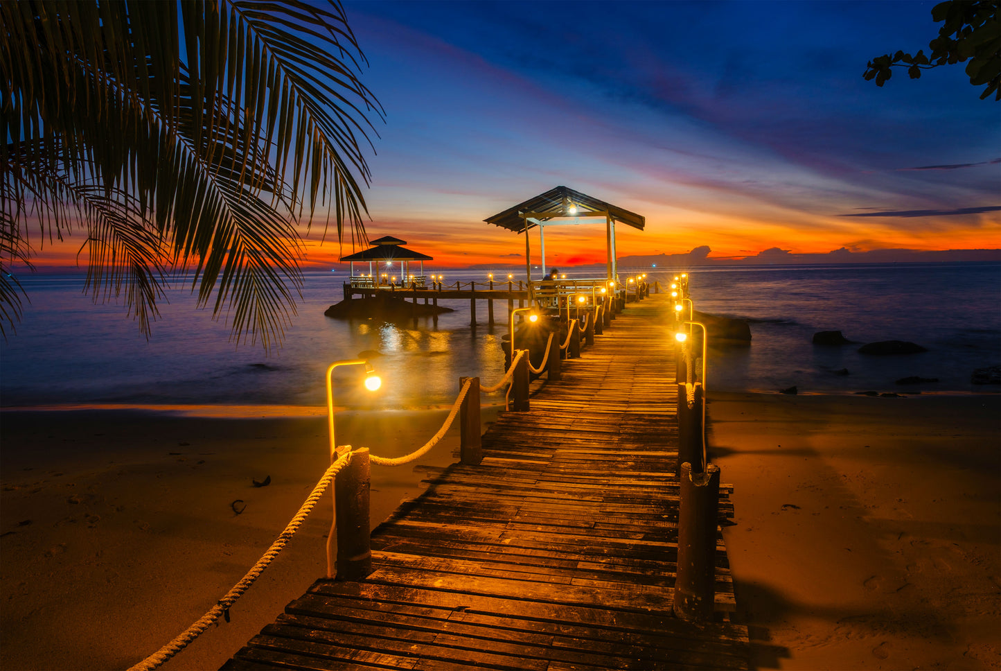 Warm Sunset Wooden Pier Koh Kood Island Thailand Wall Art Decor 100% Australian Made - Bella Home Decor