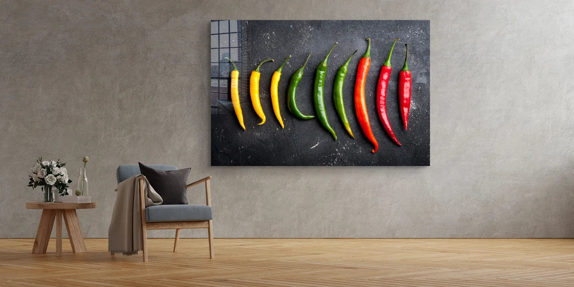 Yellow Green Red Pepper UV Direct Aluminum Print Australian Made Quality