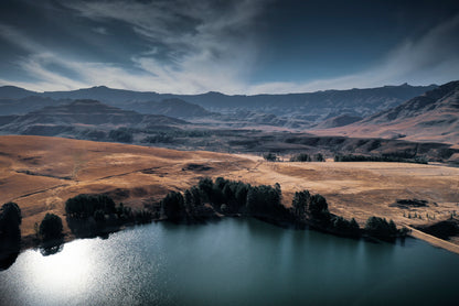 A Serene Lake Nestled Among Hills Home Decor Premium Quality Poster Print Choose Your Sizes