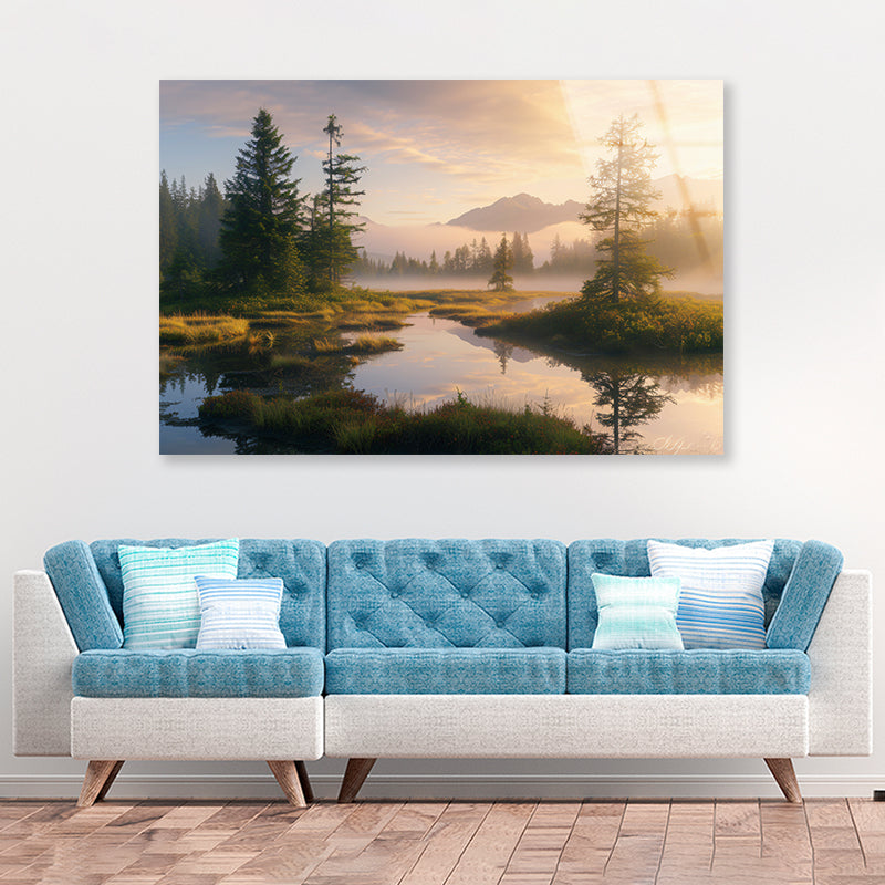 View at Heather Meadow with Mountains Acrylic Glass Print Tempered Glass Wall Art 100% Made in Australia Ready to Hang - Bella Home Decor
