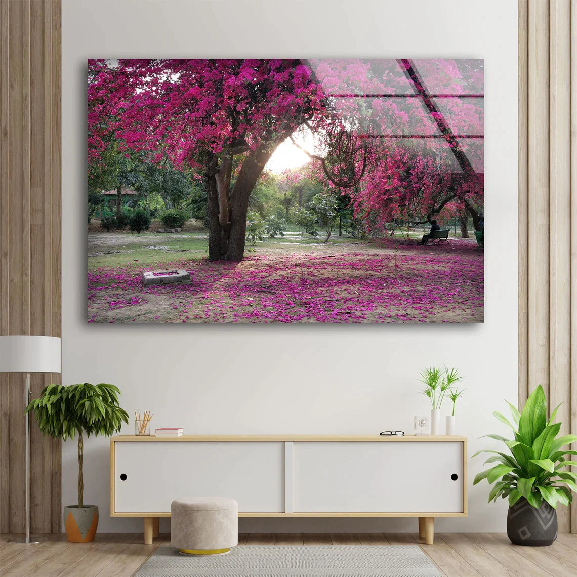 Pink Flower Tree Garden UV Direct Aluminum Print Australian Made Quality