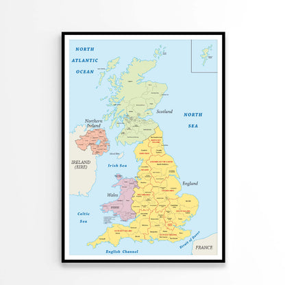 United Kingdom Administrative Map Home Decor Premium Quality Poster Print Choose Your Sizes