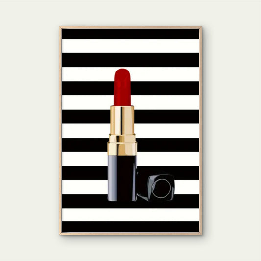 Red Lipstick with Black and White Stripes Art Fashion Home Decor Premium Quality Poster Print Choose Your Sizes