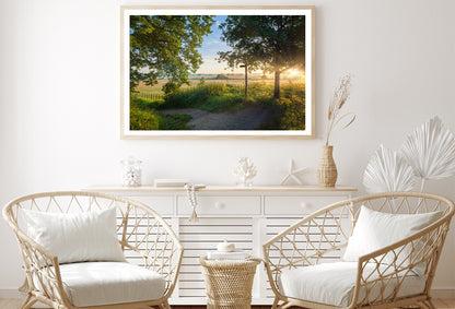 Footpath Sign In Rural Sunrise with Trees & Grass Home Decor Premium Quality Poster Print Choose Your Sizes - Bella Home Decor
