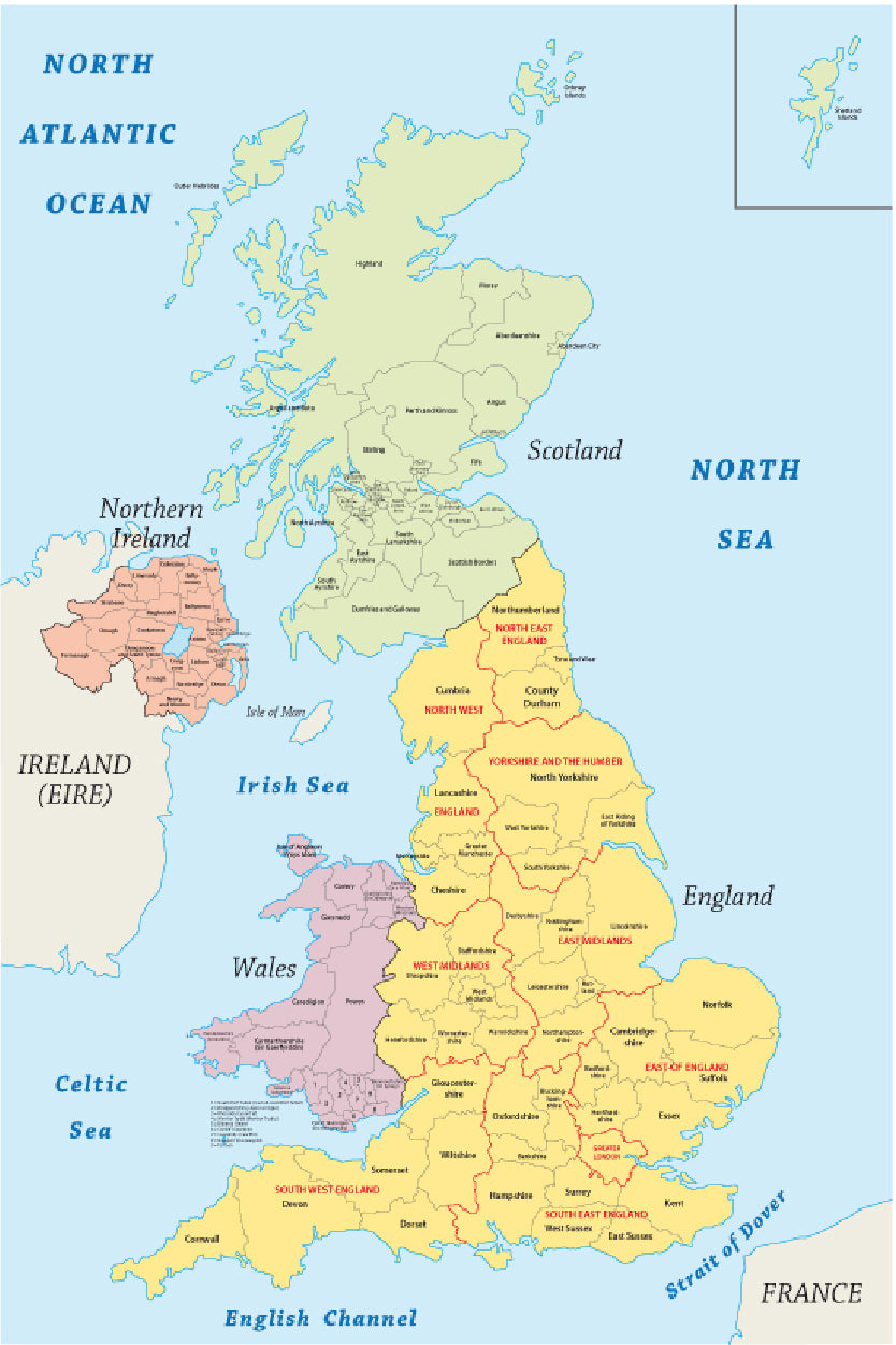 United Kingdom Administrative Map Home Decor Premium Quality Poster Print Choose Your Sizes