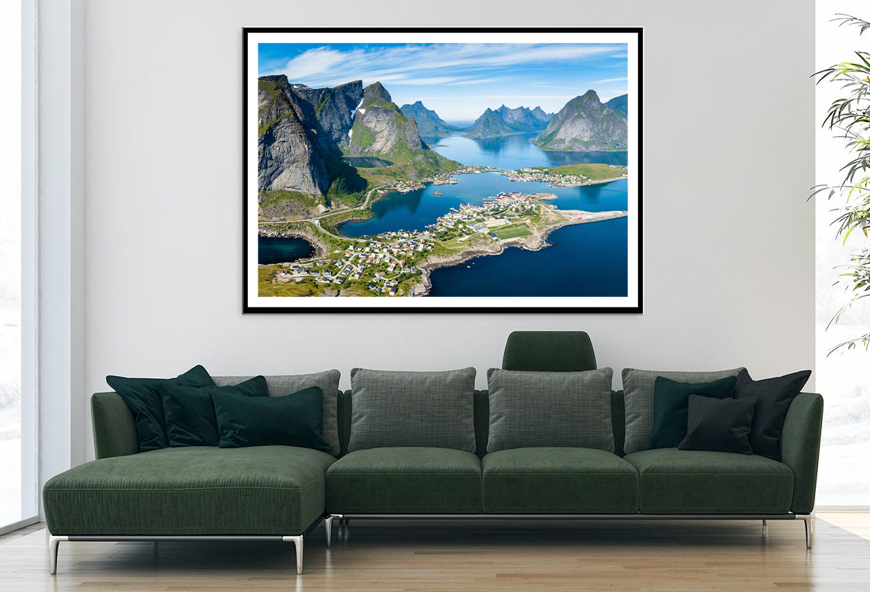 A Scenic View of Lofoten on the Water with Mountains Home Decor Premium Quality Poster Print Choose Your Sizes