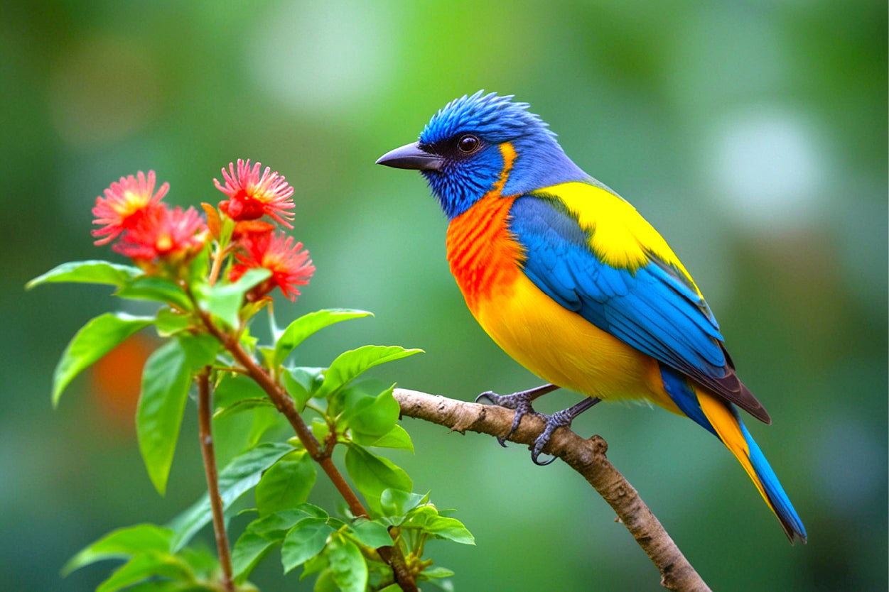 Vibrant South American Songbird on Branch Wall Art Decor 100% Australian Made