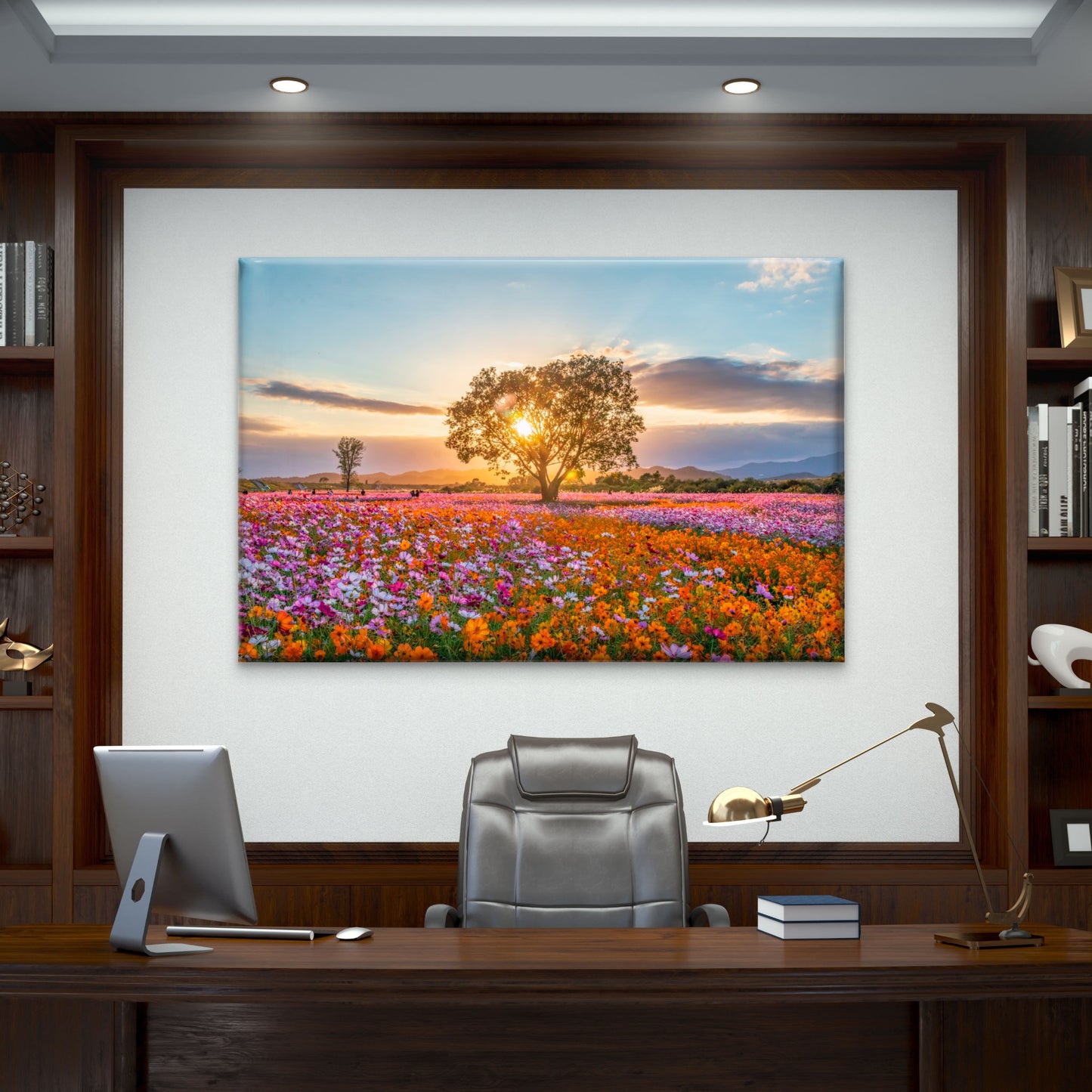 Sunset Cosmos Flower Field South Korea Wall Art Decor 100% Australian Made