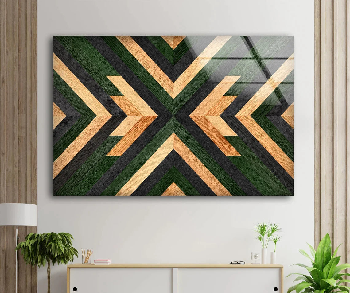 Green & Beige Pattern UV Direct Aluminum Print Australian Made Quality