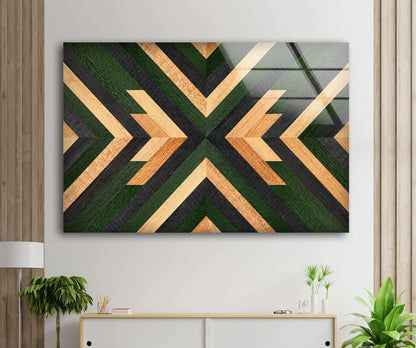 Green & Beige Pattern UV Direct Aluminum Print Australian Made Quality