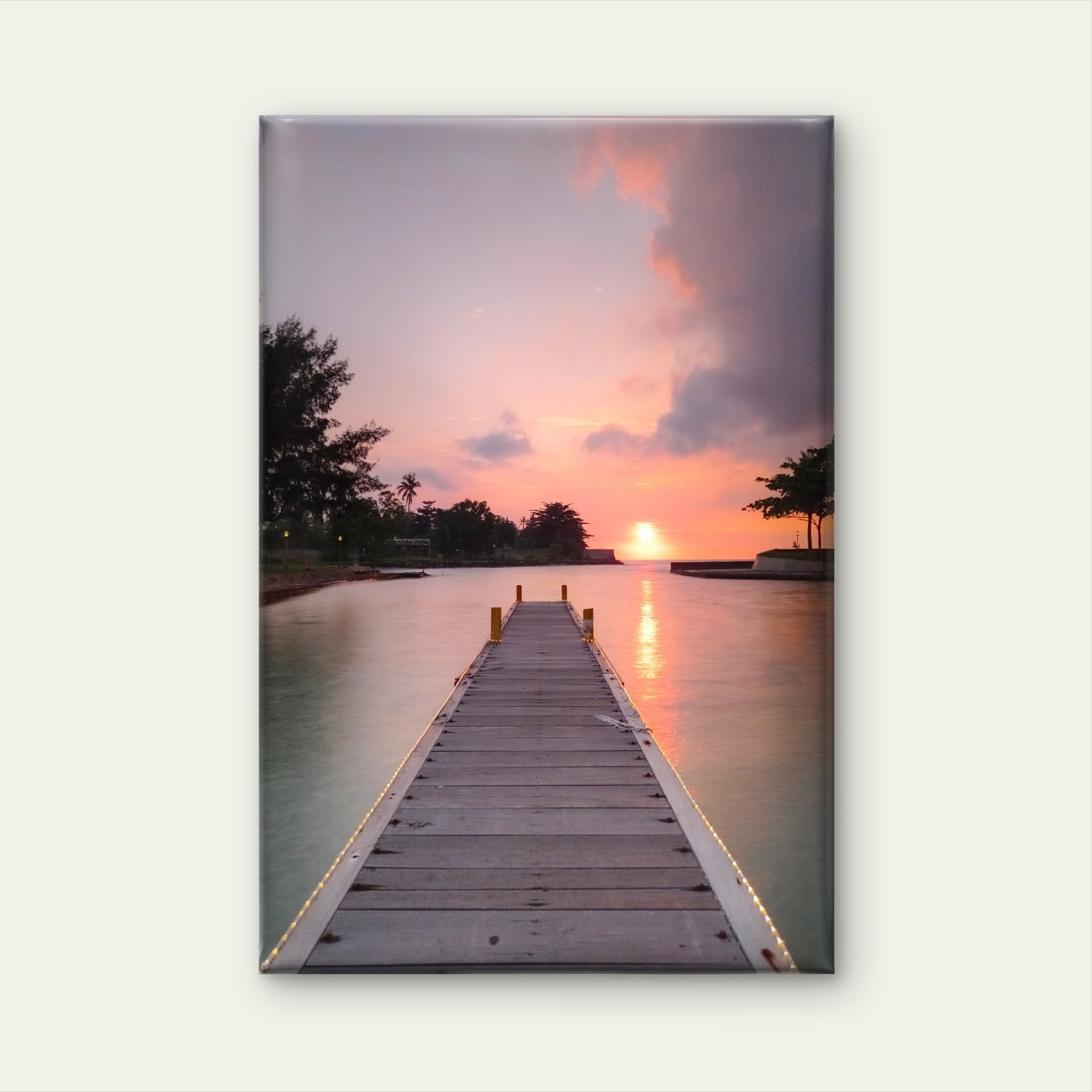 Tropical Pier Sunset Leading Into the Ocean at Sunset Wall Art Decor 100% Australian Made - Bella Home Decor