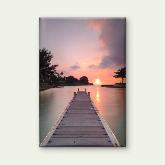 Tropical Pier Sunset Leading Into the Ocean at Sunset Wall Art Decor 100% Australian Made - Bella Home Decor
