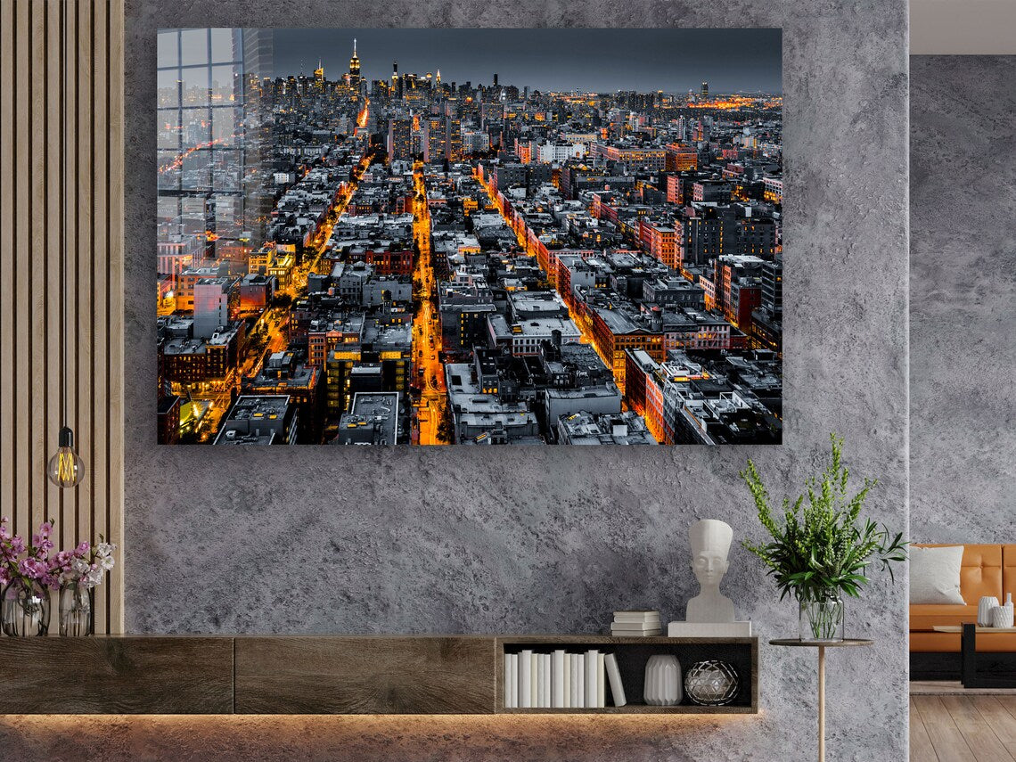 Night City Skyline View UV Direct Aluminum Print Australian Made Quality