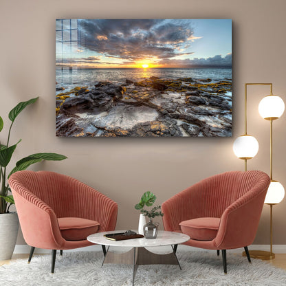 Rocks near Sea Sunset UV Direct Aluminum Print Australian Made Quality