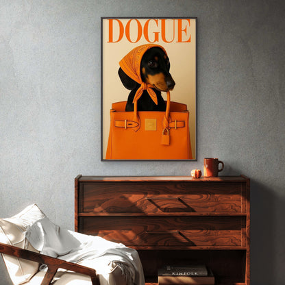DOGUE Dapper Dog with Orange Handbag Fashion Home Decor Premium Quality Poster Print Choose Your Sizes - Bella Home Decor