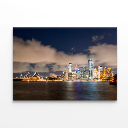 Sydney Skyline at Night with Opera House Views Wall Art Decor 100% Australian Made