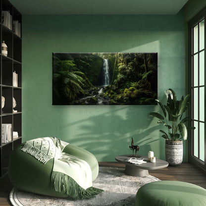 Rainforest Waterfall Jungle River Wall Art Canvas Office Home Framed 120x60cm
