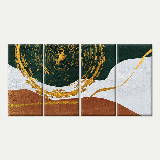 4pcs Geometric Emerald Green Gold Terracotta Wall Art Canvas Framed 45x80cm - High Quality Print 100% Australian Made Wall Canvas Ready to Hang