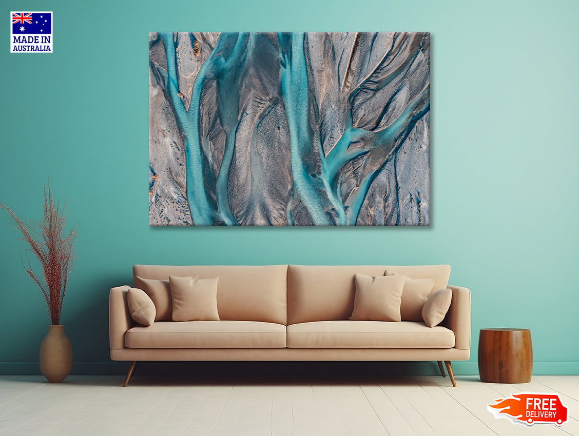 Blue Braided River in New Zealand Print 100% Australian Made - Bella Home Decor