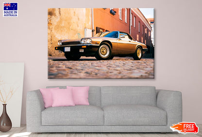 Car Parked on A Cobblestone Street Wall Art Decor 100% Australian Made