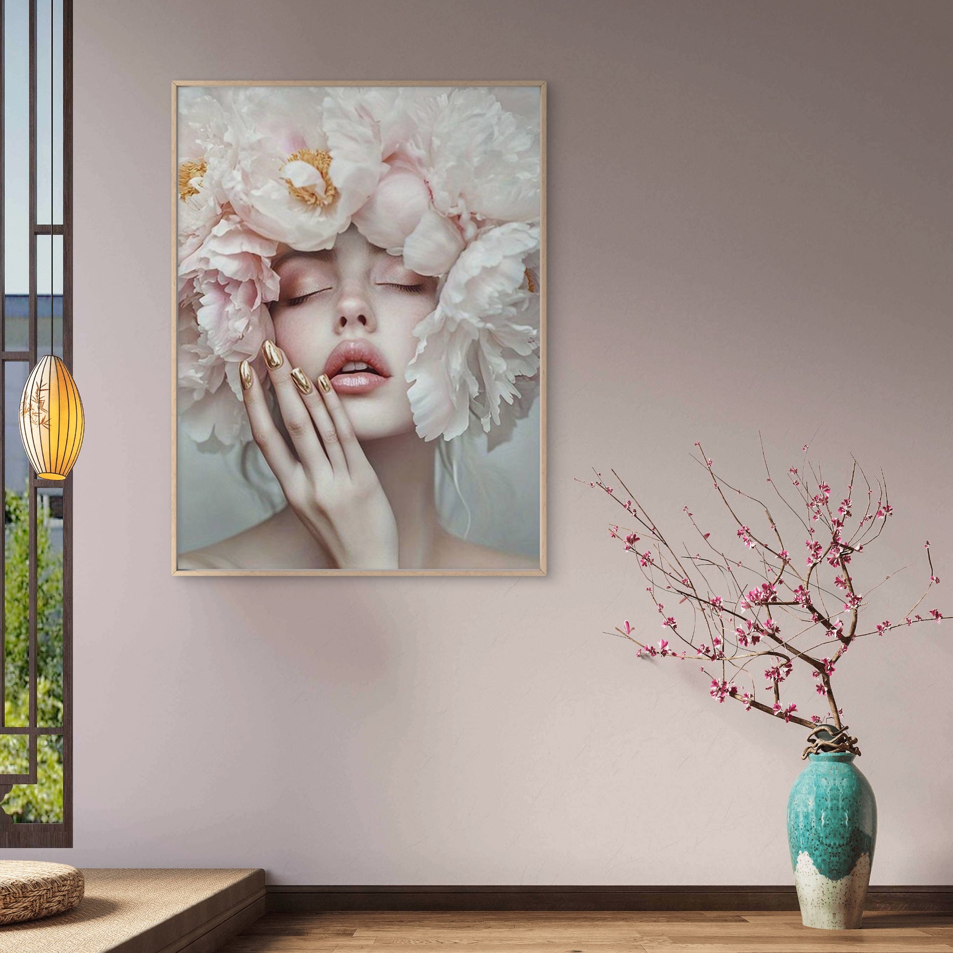 Elegant Neutral Pink Floral Crown Woman Fashion Home Decor Premium Quality Poster Print Choose Your Sizes - Bella Home Decor
