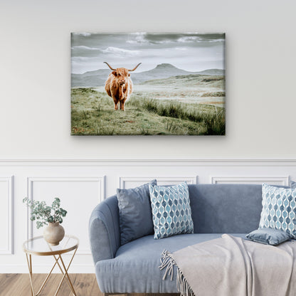 Moody Scottish Hairy Highland Cow Neutral Rustic Accent Wall Art Decor 100% Australian Made