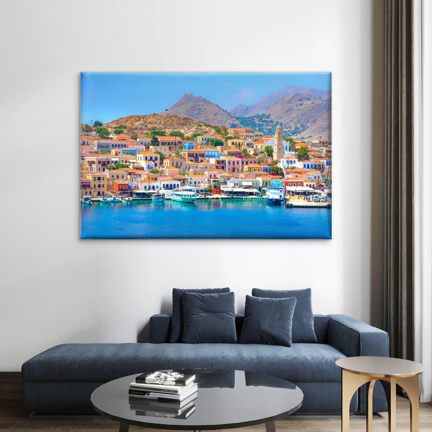 Halki Island Harbor Greece Wall Art Decor 100% Australian Made - Bella Home Decor