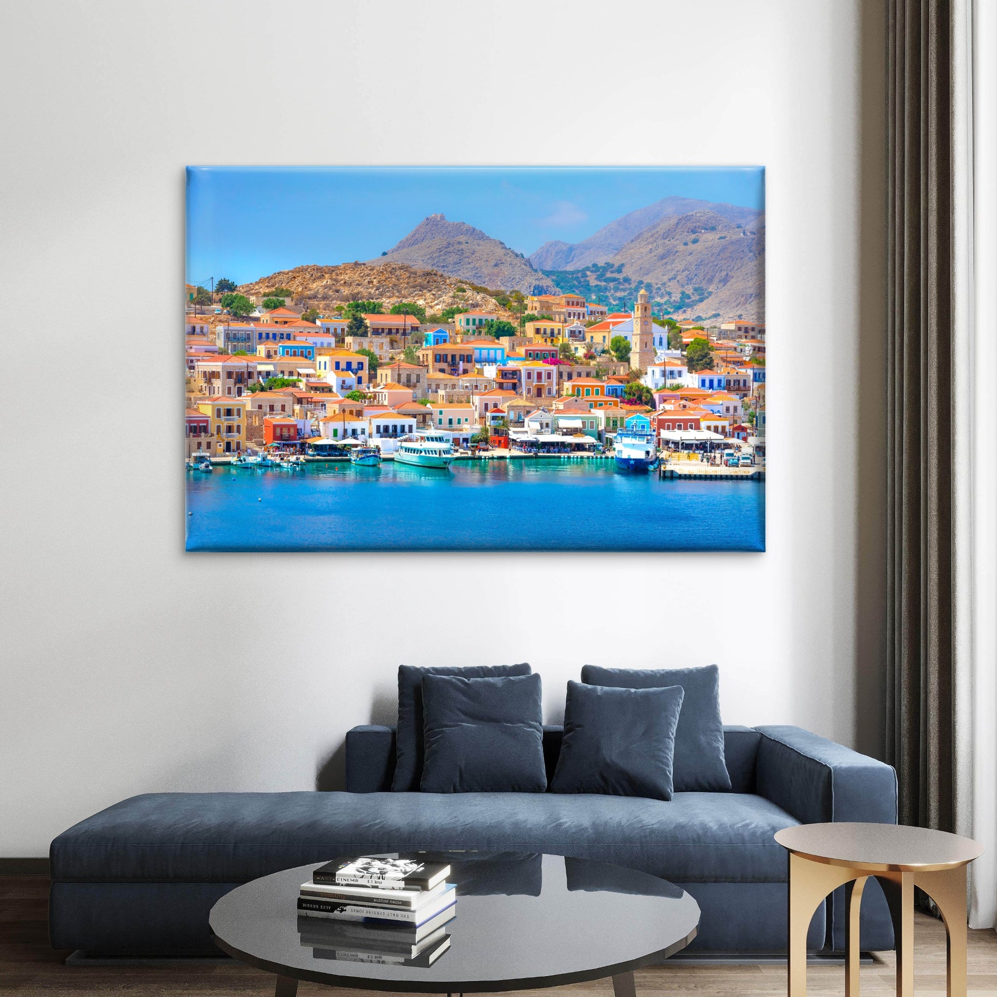 Halki Island Harbor Greece Wall Art Decor 100% Australian Made - Bella Home Decor
