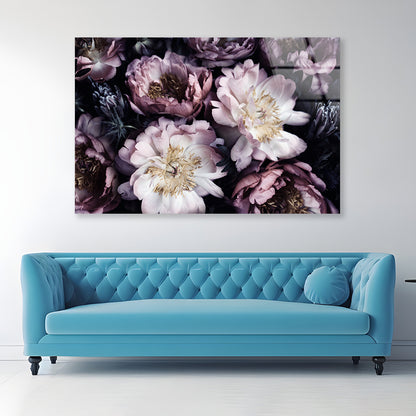 Group of Purple Flowers View Acrylic Glass Print Tempered Glass Wall Art 100% Made in Australia Ready to Hang - Bella Home Decor